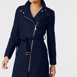 Cole Haan Belted Walker Coat, Wool Blend, Size 6